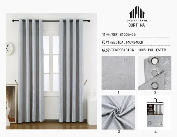 CORTINA JACQUARD PLATEADO 140X240CM