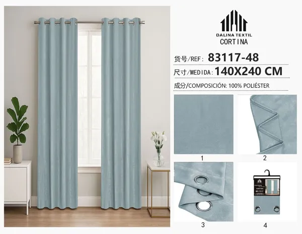 CORTINA DOBLE JACQUARD GRIS AZULADO 140X240CM