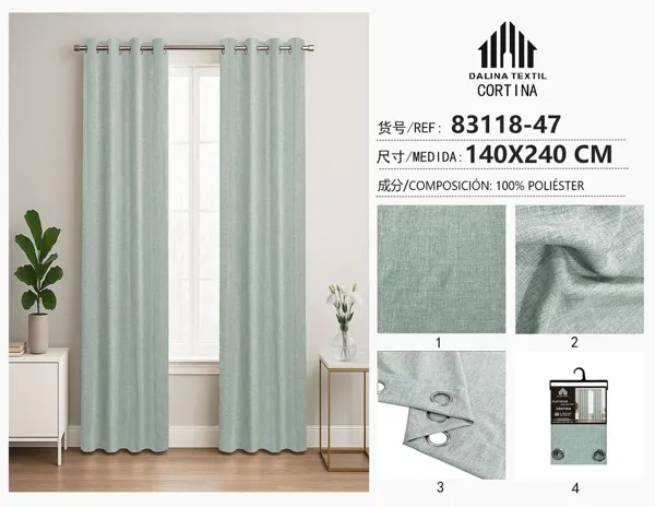 CORTINA LINO GRIS AZULADO 140X240CM