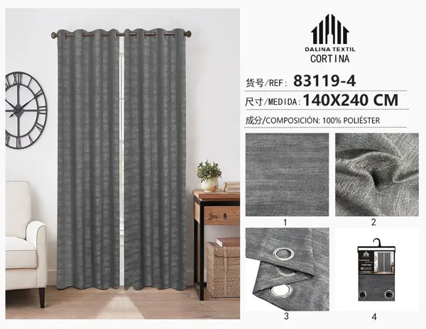 CORTINA JACQUARD GRIS OSCURO 140X240CM