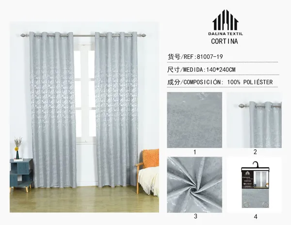 CORTINA JACQUARD GRIS CLARO 140X240CM