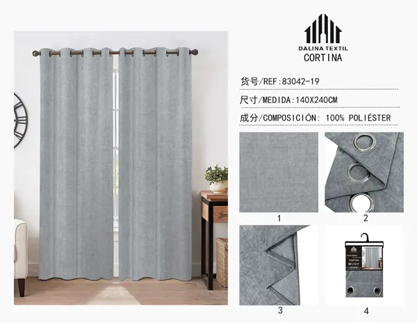 CORTINA CHENILLA GRIS CLARO 140X240CM