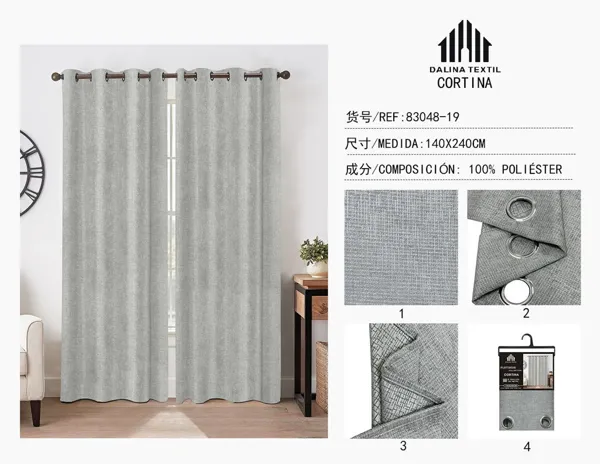 CORTINA CHENILLA GRIS CLARO 140X240CM