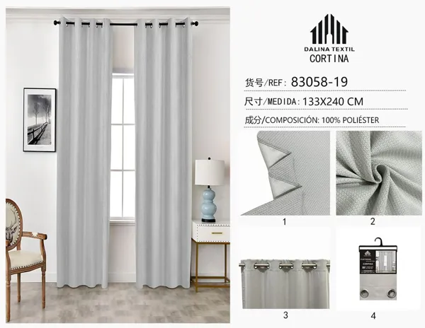 CORTINA OPACAS GRIS CLARO 133X240CM