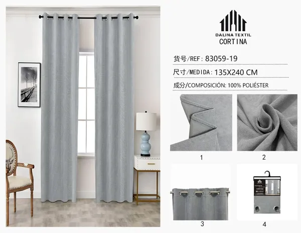 CORTINA CHENILLA GRIS CLARO 140X240CM