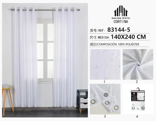 CORTINA ESTAMPADO FOIL BLANCO 140X240CM