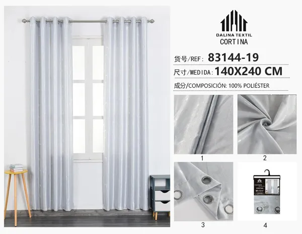 CORTINA ESTAMPADO FOIL GRIS CLARO 140X240CM