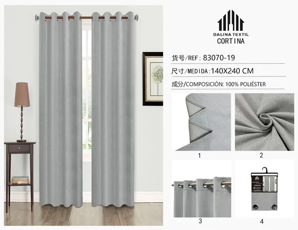 CORTINA CHENILLA GRIS CLARO 140X240CM