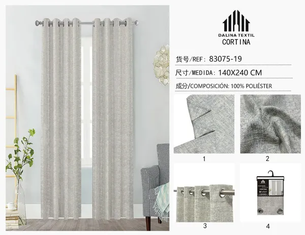 CORTINA JACQUARD GRIS CLARO 140X240CM