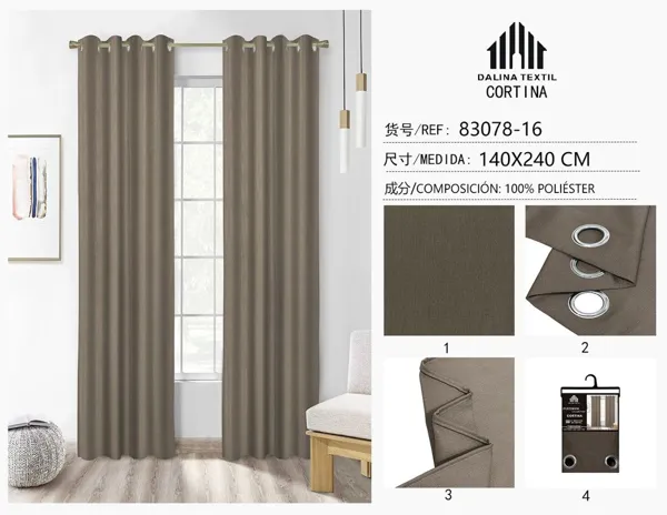 CORTINA JACQUARD MARRON OSCURO 140X240CM