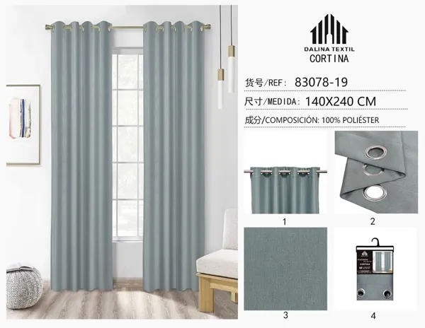 CORTINA JACQUARD GRIS CLARO 140X240CM