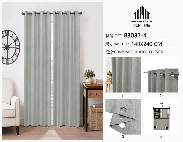 CORTINA CHENILLA GRIS OSCURO 140X240CM
