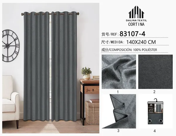 CORTINA OPACAS GRIS OSCURO 140X240CM