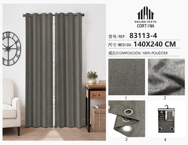 CORTINA DE LINO GRIS OSCURO 140X240CM