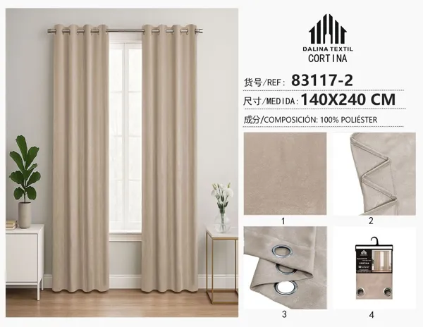 CORTINA DOBLE JACQUARD MARRON CLARO 140X240CM