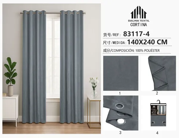 CORTINA DOBLE JACQUARD GRIS OSCURO 140X240CM