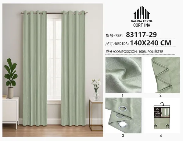 CORTINA DOBLE JACQUARD VERDE 140X240CM