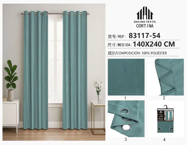 CORTINA DOBLE JACQUARD TURQUESA 140X240CM