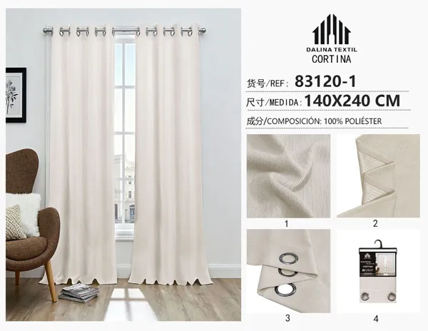 CORTINA CHENILLA RAYAS BEIGE 140X240CM