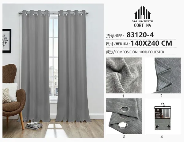 CORTINA CHENILLA RAYAS GRIS OSCURO 140X240CM