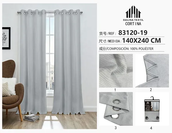 CORTINA CHENILLA RAYAS GRIS CLARO 140X240CM
