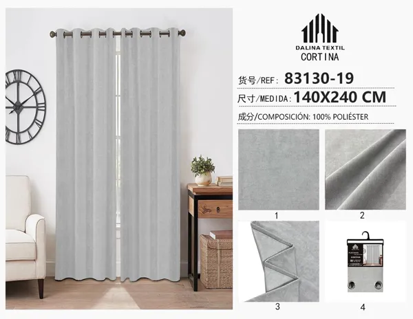 CORTINA CORALINA GRIS CLARO 140X240CM