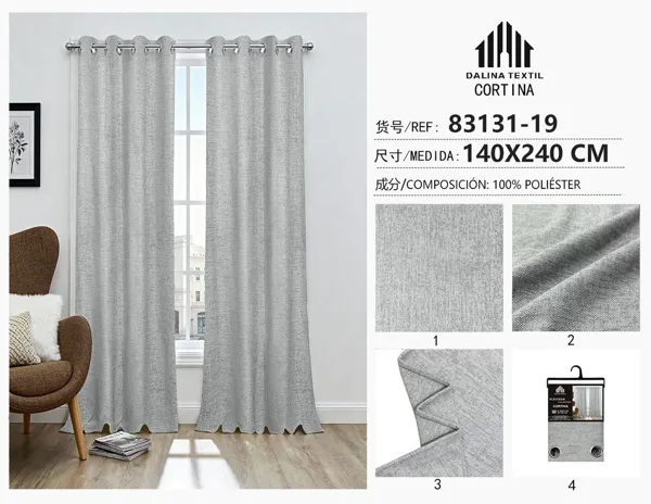 CORTINA DOBLE JACQUARD GRIS CLARO 140X240CM