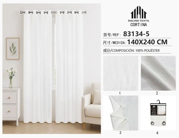 CORTINA GASA CHENILLA BLANCO 140X240CM