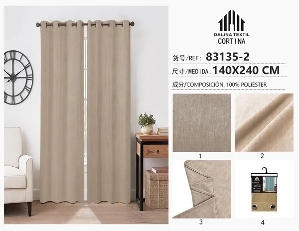 CORTINA DOBLE CORALINA MARRON CLARO 140X240CM