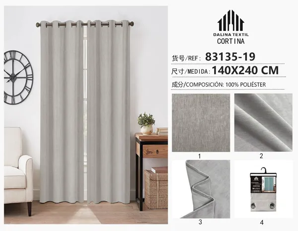 CORTINA DOBLE CORALINA GRIS CLARO 140X240CM