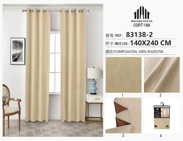 CORTINA CHENILLA MARRON CLARO 140X240CM