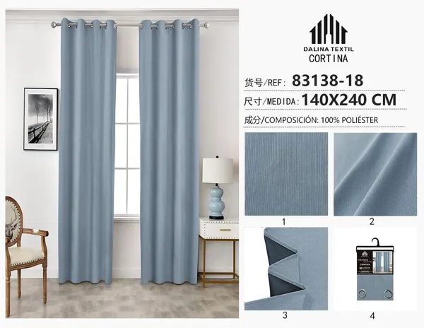CORTINA CHENILLA AZUL 140X240CM