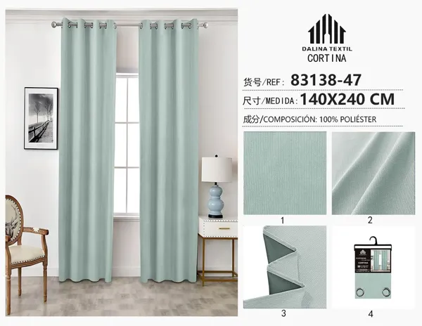 CORTINA CHENILLA VERDE MENTA 140X240CM