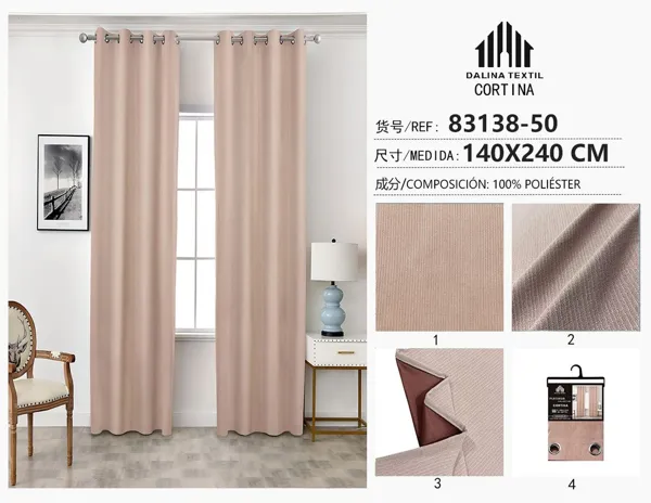 CORTINA CHENILLA ROSA 140X240CM