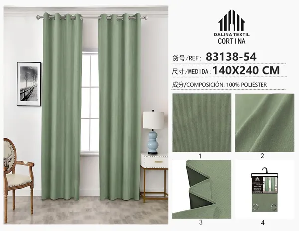 CORTINA CHENILLA VERDE 140X240CM
