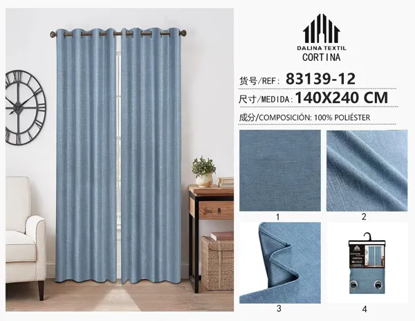CORTINA LINO AZUL OSCURO 140X240CM