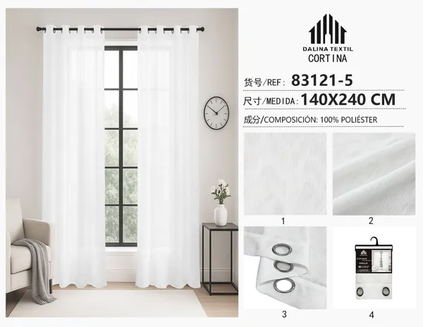 CORTINA DE GASA JACQUARD BLANCO 140X240CM