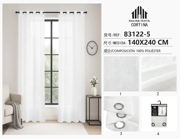 CORTINA DE GASA JACQUARD BLANCO 140X240CM