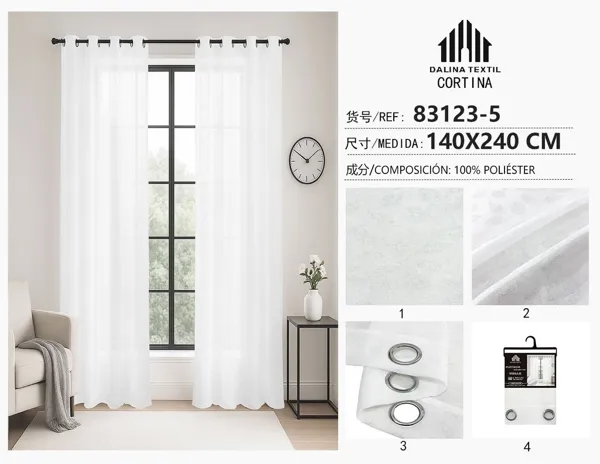 CORTINA DE GASA JACQUARD BLANCO 140X240CM