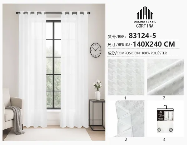 CORTINA DE GASA JACQUARD BLANCO 140X240CM