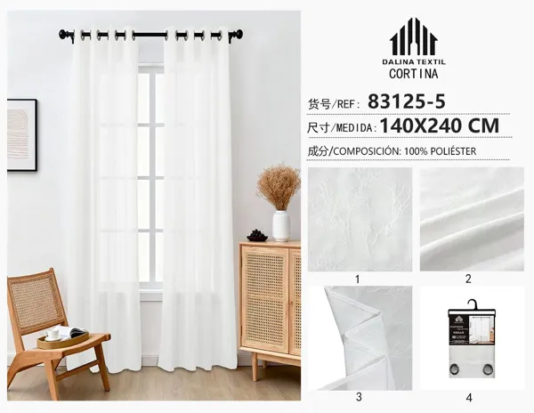CORTINA DE GASA JACQUARD BLANCO 140X240CM