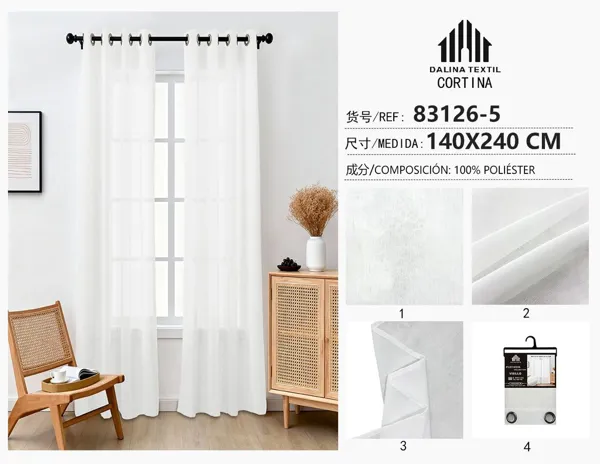 CORTINA DE GASA JACQUARD BLANCO 140X240CM