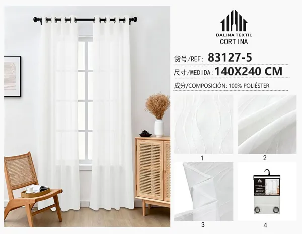 CORTINA DE GASA JACQUARD BLANCO 140X240CM