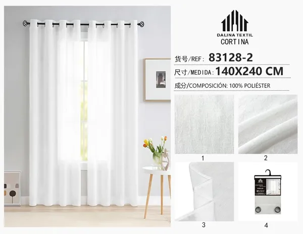 CORTINA DE GASA JACQUARD BLANCO 140X240CM