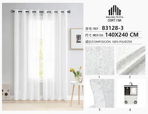 CORTINA DE GASA JACQUARD BLANCO 140X240CM