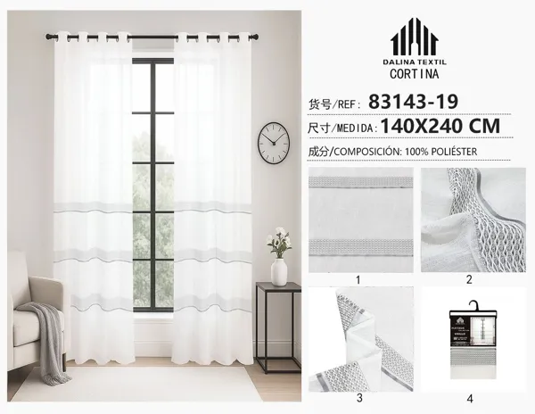 CORTINA GASA LINO GRIS CLARO 140X240CM