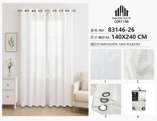 VISILLO ESTAMPADO FOIL PLATEADO 140X240CM