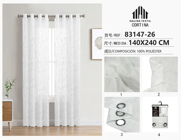 VISILLO ESTAMPADO FOIL PLATEADO 140X240CM