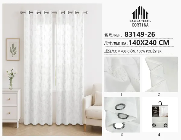 VISILLO ESTAMPADO FOIL PLATEADO 140X240CM