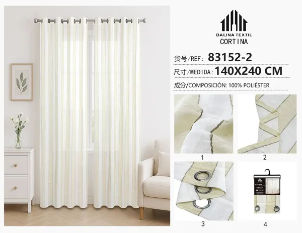 VISILLO CON RAYAS GRIS CLARO 140X240CM